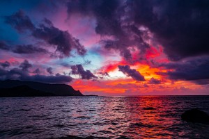 Puu Poa Beach Princeville Sunset   Kauai Hawaii 1145